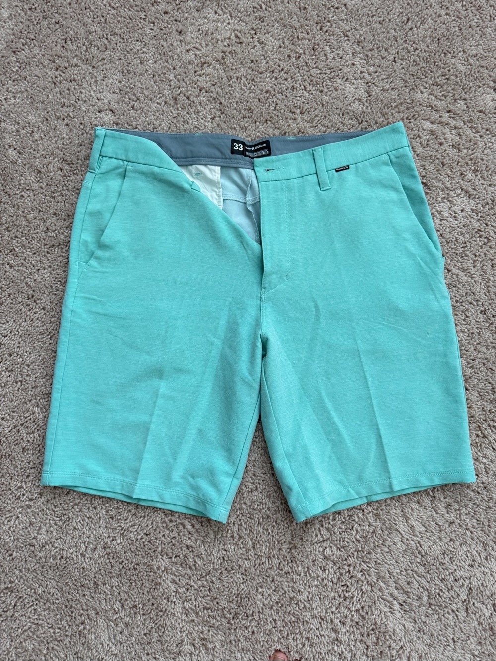 Hurley Men's Mint Green Flat Front Shorts